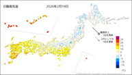 19日の最高気温の分布図