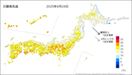 昨日の最高気温の分布図