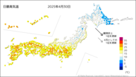 昨日の最高気温の分布図