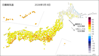 8日の最高気温の分布図
