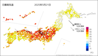 昨日の最高気温の分布図