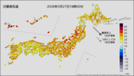 今日の最高気温の分布図
