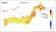 昨日の最高気温の分布図
