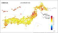 昨日の最高気温の分布図