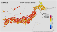 今日の最高気温の分布図