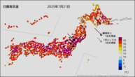 今日の最高気温の分布図