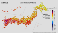 今日の最高気温の分布図