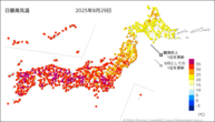 一昨日の最高気温の分布図