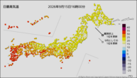 今日の最高気温の分布図