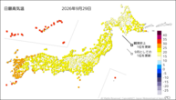 昨日の最高気温の分布図