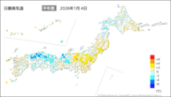 4日の最高気温平年差の分布図