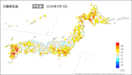 5日の最高気温平年差の分布図