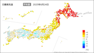 一昨日の最高気温平年差の分布図