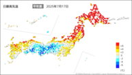 一昨日の最高気温平年差の分布図