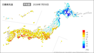 一昨日の最高気温平年差の分布図