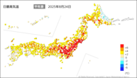 一昨日の最高気温平年差の分布図