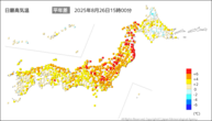 今日の最高気温平年差の分布図