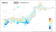 5日の最高気温平年差の分布図