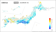 7日の最高気温平年差の分布図