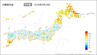 一昨日の最高気温平年差の分布図