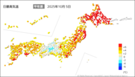一昨日の最高気温平年差の分布図