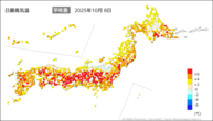 一昨日の最高気温平年差の分布図