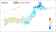 一昨日の最高気温平年差の分布図