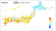 一昨日の最高気温平年差の分布図