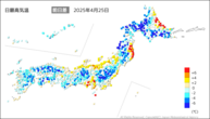 今日の最高気温前日差の分布図