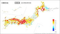 昨日の最高気温前日差の分布図