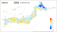 昨日の最高気温前日差の分布図