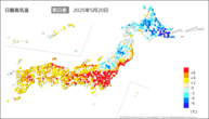 昨日の最高気温前日差の分布図