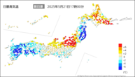 今日の最高気温前日差の分布図