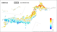 一昨日の最高気温前日差の分布図