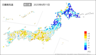 今日の最高気温前日差の分布図