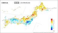 一昨日の最高気温前日差の分布図