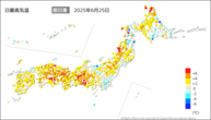 昨日の最高気温前日差の分布図