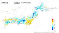 今日の最高気温前日差の分布図