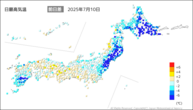 一昨日の最高気温前日差の分布図
