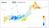 一昨日の最高気温前日差の分布図