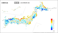 4日の最高気温前日差の分布図