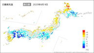 昨日の最高気温前日差の分布図
