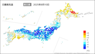 今日の最高気温前日差の分布図