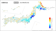 昨日の最高気温前日差の分布図