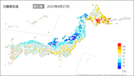 一昨日の最高気温前日差の分布図