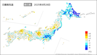 昨日の最高気温前日差の分布図