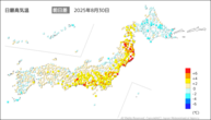 昨日の最高気温前日差の分布図