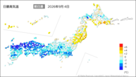 4日の最高気温前日差の分布図