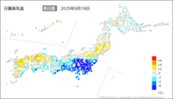 今日の最高気温前日差の分布図