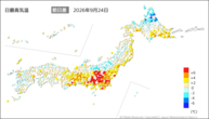 昨日の最高気温前日差の分布図